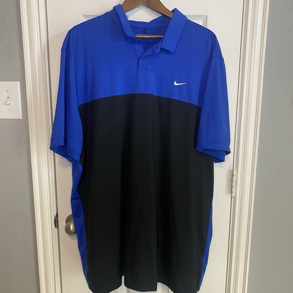 Nike Golf Polo Top Shirt Dri Fit Standard Blue Black Short Sleeve Men's XXL - Picture 1 of 2